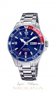 reloj Festina automatico azul rojo