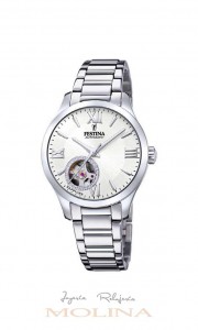 Reloj mujer Festina automatico cadena esfera blanca