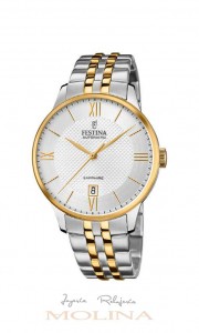 Relojes Festina hombre con mecanismo automático esfera plata armys bicolor