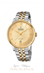 Relojes Festina hombre con mecanismo automático esfera dorada armys bicolor